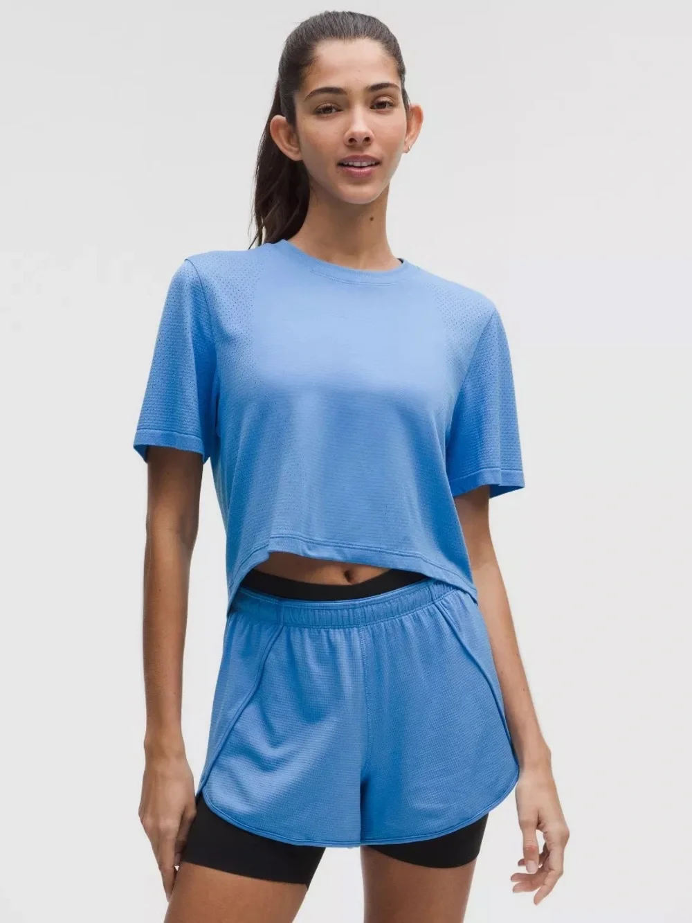 LULULEMON Swiftly High-Low Cropped Short-Sleeve Shirt